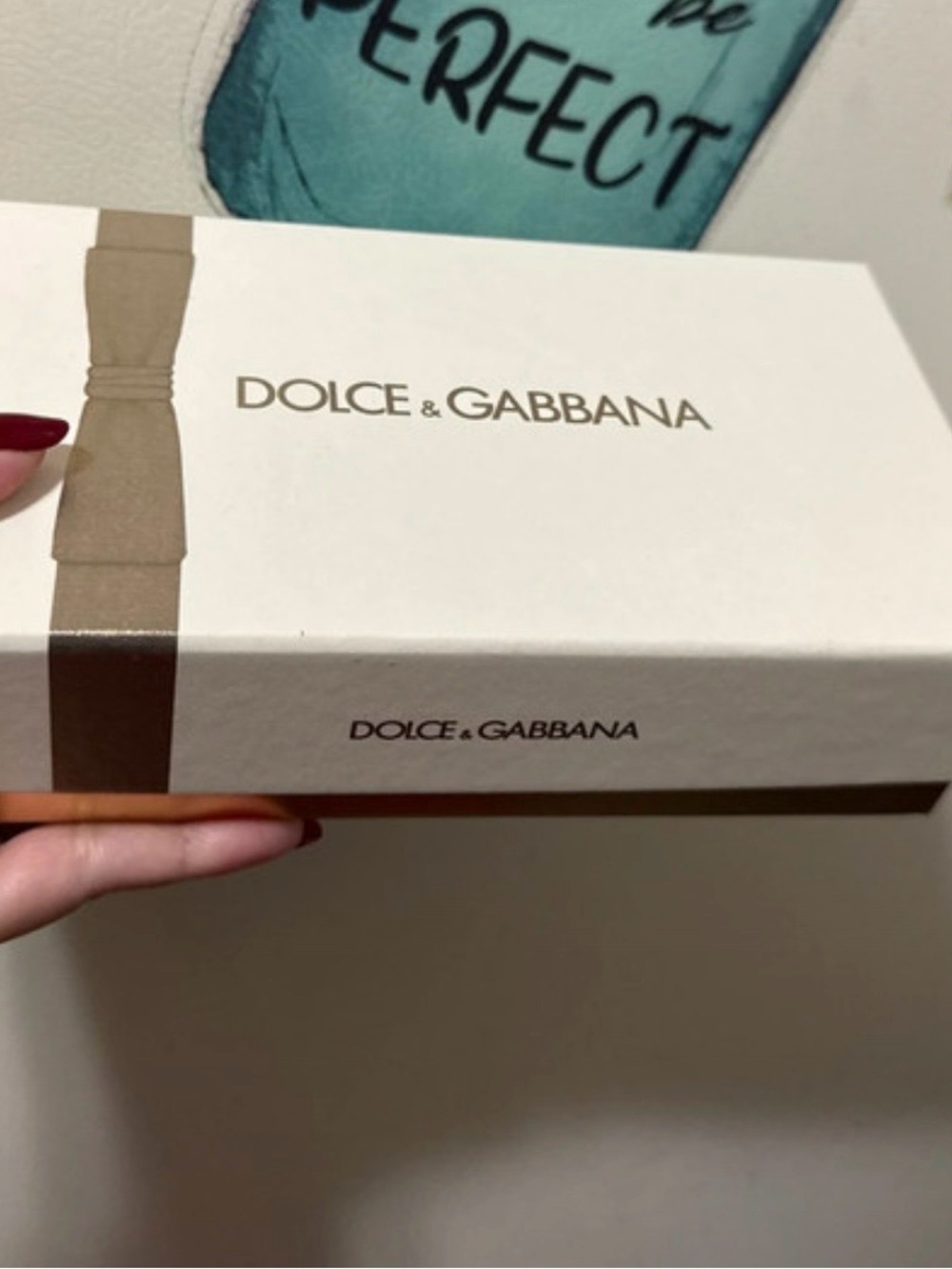 Dolce & Gabbana Cream Devotion Pouch with Gold Emblem
